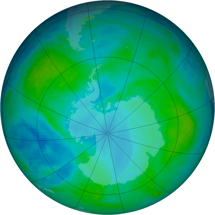 Antarctic ozone map for 23 January 2004